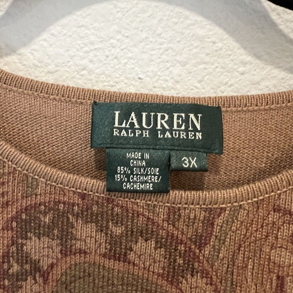 Vintage Lauren Ralph Lauren Women’s Paisley Long Sleeve Top 3XL Academia Preppy - Picture 2 of 6